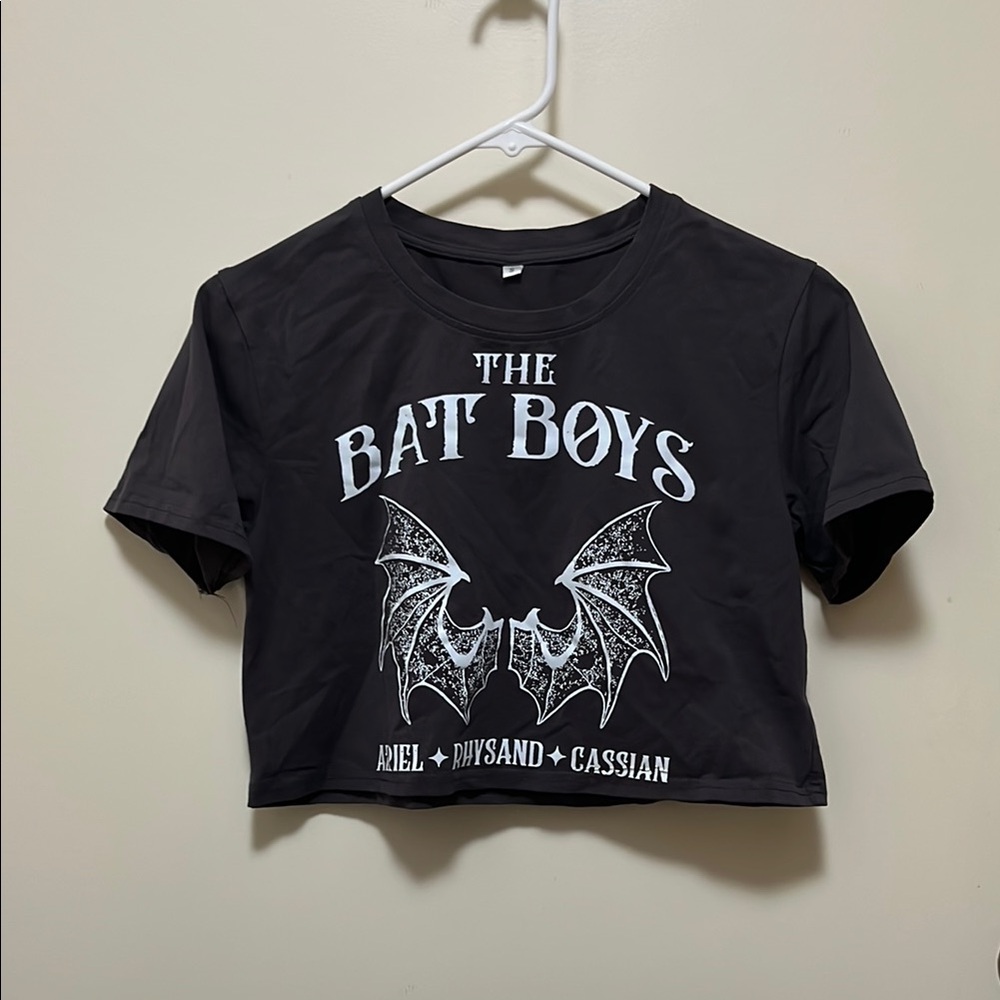 The Bat Boys Black Graphic Crop Top Small